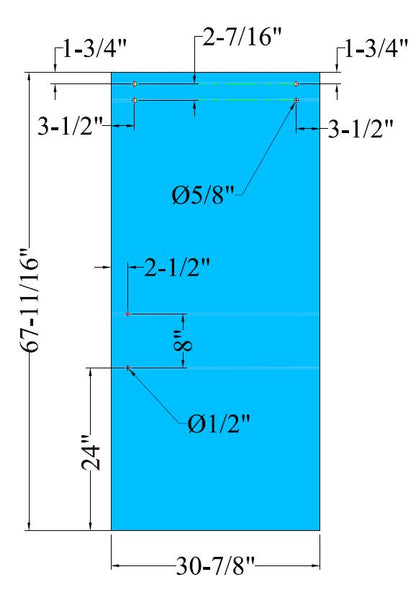 Oasis single sliding system 3/8" low iron Tempered Glass High 67 11/16