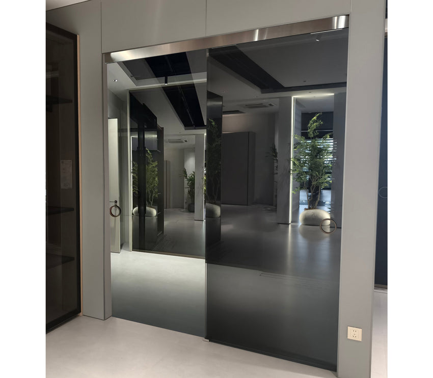 Soft closing Sliding door system-Bypass Partition Door Track  2 meters Black