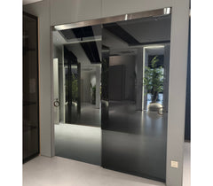 Soft closing Sliding door system-Bypass Partition Door Track  2 meters Black