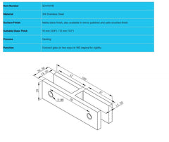 Glass to Glass 180° Clamp for Glass Railings