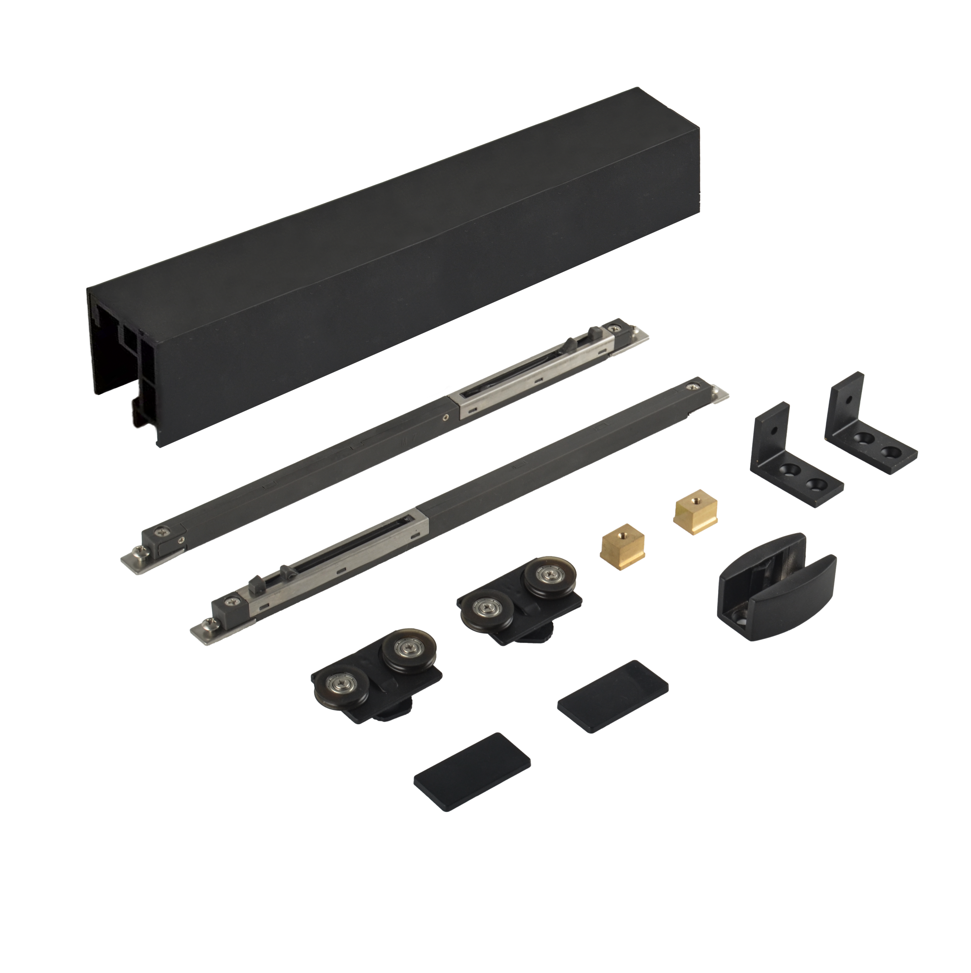 Shower Room Soft Closing Sliding Door System- One Slider ①2meter Track 1 ②Track block 2pcs ③Damper