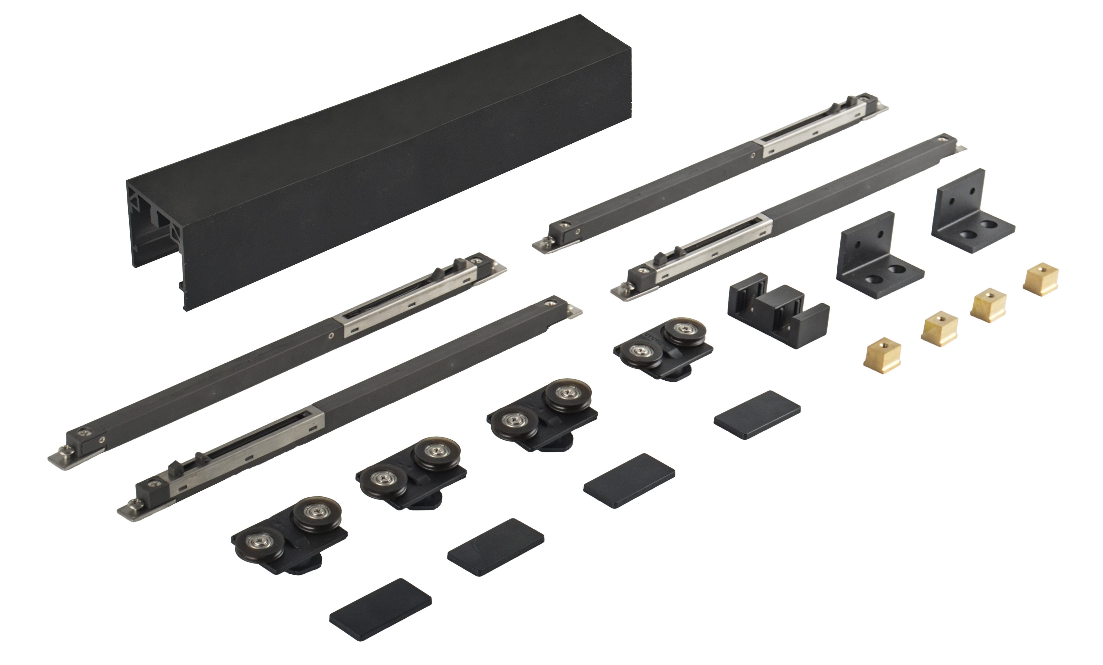 Shower Room Soft Closing Sliding Door System-Bypass ①2meter Track 1 ②Track block 4pcs ③Damper 4pcs