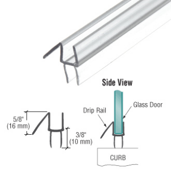 GPI BOTTOM WIPE WITH DRIP RAIL FOR 3/8” GLASS-95”