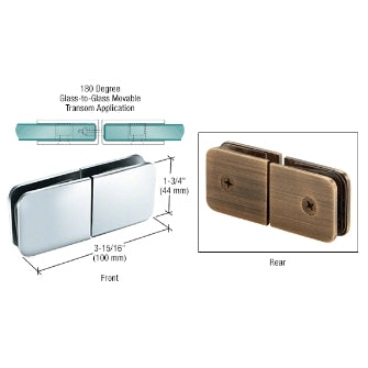 GPI TRADITIONAL STYLE MOVABLE TRANSOM GLASS-TO-GLASS 180 DEGREE CLAMP