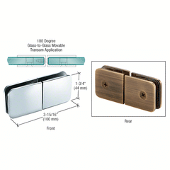 GPI TRADITIONAL STYLE MOVABLE TRANSOM GLASS-TO-GLASS 180 DEGREE CLAMP
