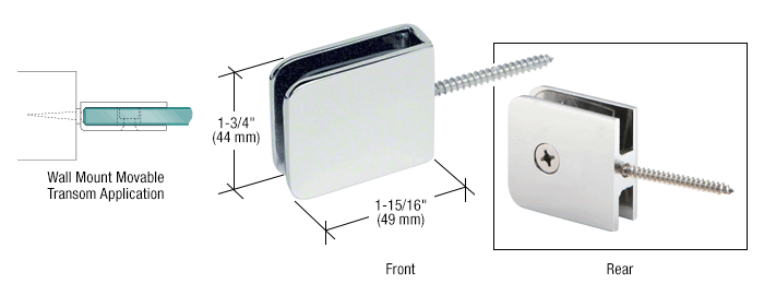 GPI TRADITIONAL STYLE MOVABLE TRANSOM GLASS-TO-WALL CLAMP